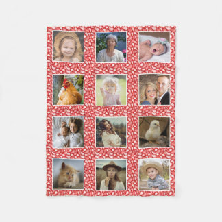 Manta Polar Collage de fotos familiar Paisley Pattern Red Pers