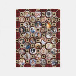 Manta Polar Collage de fotos Familiar Red Buffalo Plaid Quilt 