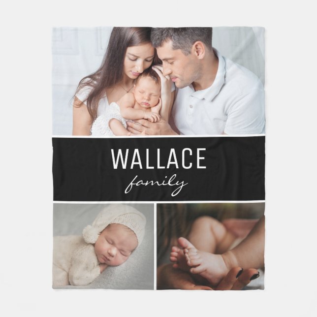 Manta Polar Collage de fotos familiar simple personalizado (Anverso)