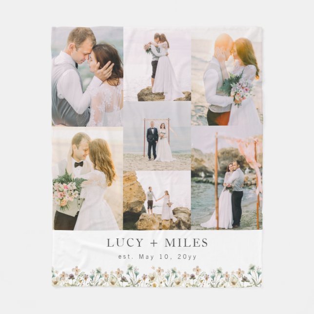 Manta Polar Collage de fotos floral (Anverso)