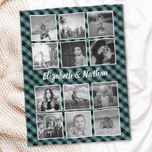 Manta Polar collage de fotos Gingham Checkered Family Keepsake