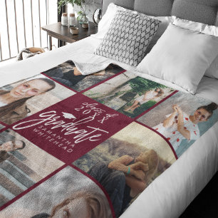 Manta Polar Collage de fotos graduado Fleece Blanket Burgundy
