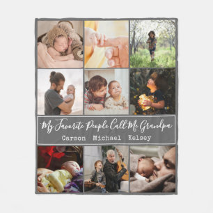 Manta Polar Collage de fotos Gris 9 moderno para el abuelo