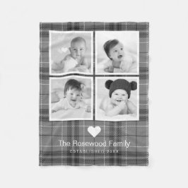 Manta Polar Collage de fotos Gris Gris Plaid personalizado