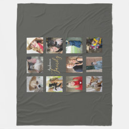 Manta Polar Collage de fotos Gris plateado con texto