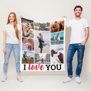 Manta Polar collage de fotos 'I Love You' 9