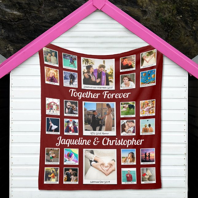 Manta Polar Collage de fotos Juntos por siempre (Together Forever Fleece Blanket with personalized photo collage.)
