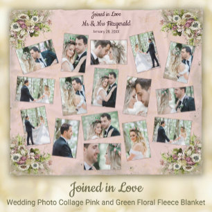 Manta Polar Collage de fotos Keepsake de Boda Merlot Rosa Rubo