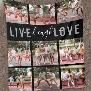 Manta Polar Collage de fotos Live Laugh Love Quote
