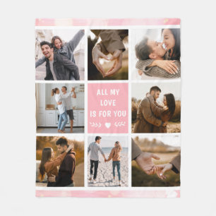 Manta Polar Collage de fotos Love Pink 8