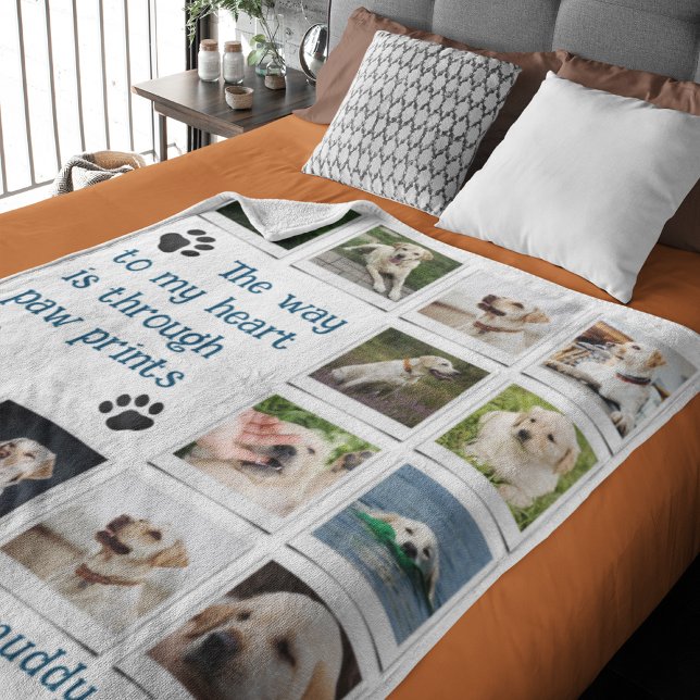 Manta Polar Collage de fotos Mascota Dog Lover (Dog lovers fleece blanket with your favorite photos and custom text.)