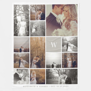 Manta Polar Collage de fotos minimalista del monograma moderno