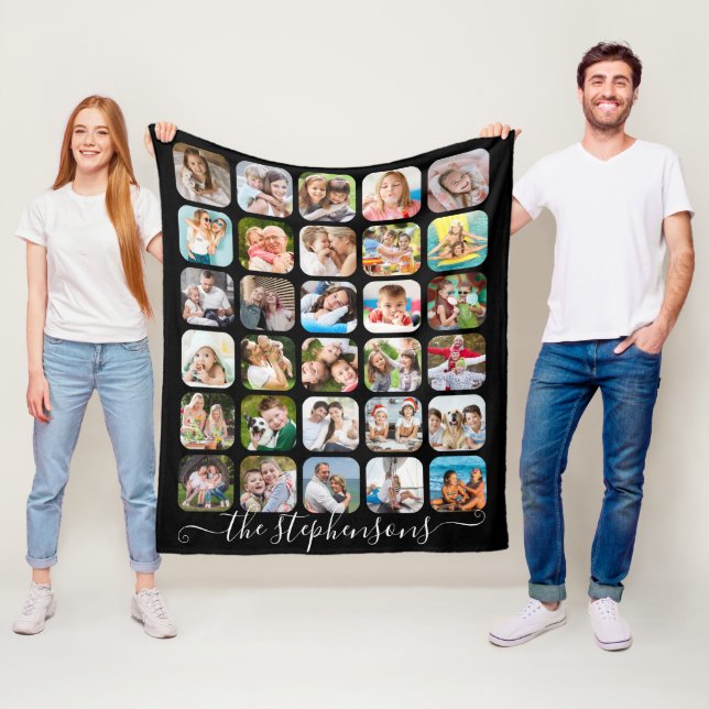 Manta Polar Collage de fotos Modern Script Family Name 30 (In situ)