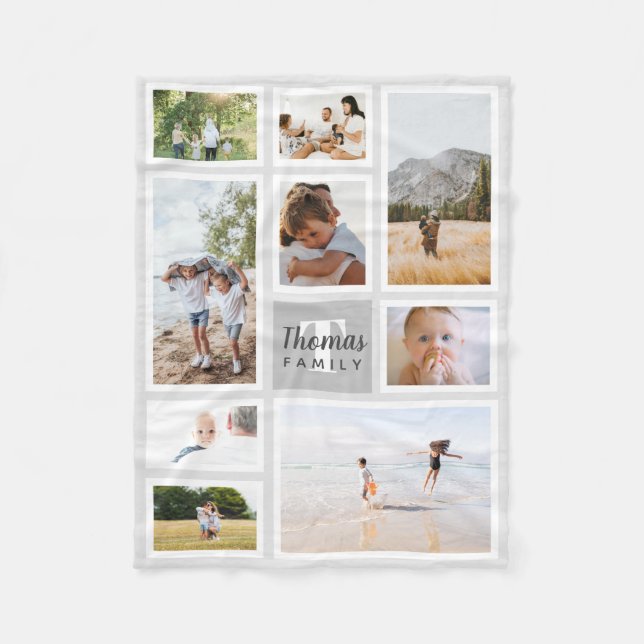 Manta Polar Collage de fotos moderno de la familia monocromáti (Anverso)