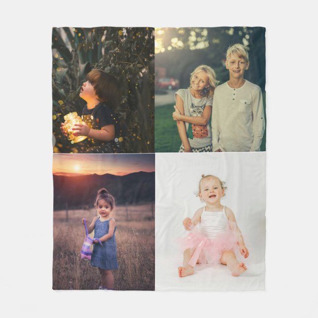 Manta Polar Collage de fotos moderno personalizado de 4  (Anverso)