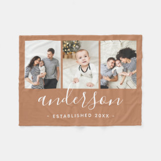 Manta Polar Collage de fotos Monograma 3 de la familia moderna