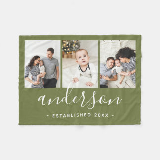 Manta Polar Collage de fotos Monograma 3 de la familia moderna