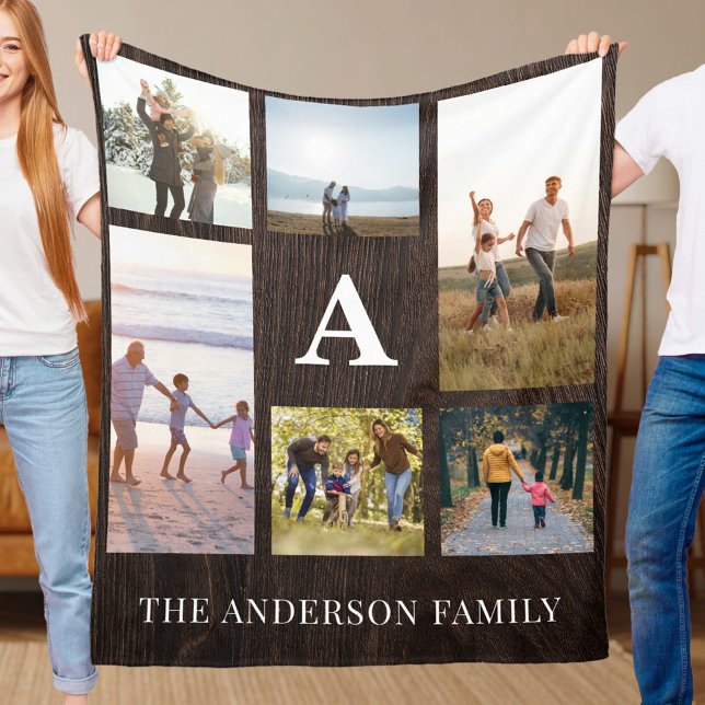 Manta Polar Collage de fotos Monograma 6 personalizado (Subido por el creador)