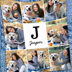 Manta Polar Collage de fotos Monograma Mascota Perro Perro Per