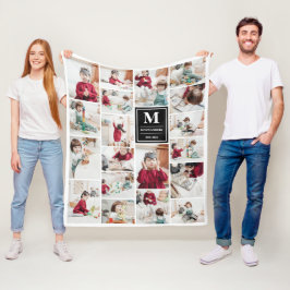 Manta Polar Collage de fotos Monograma negro 19 imágenes