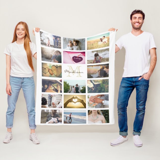 Manta Polar Collage de fotos monogramed personalizado (In situ)