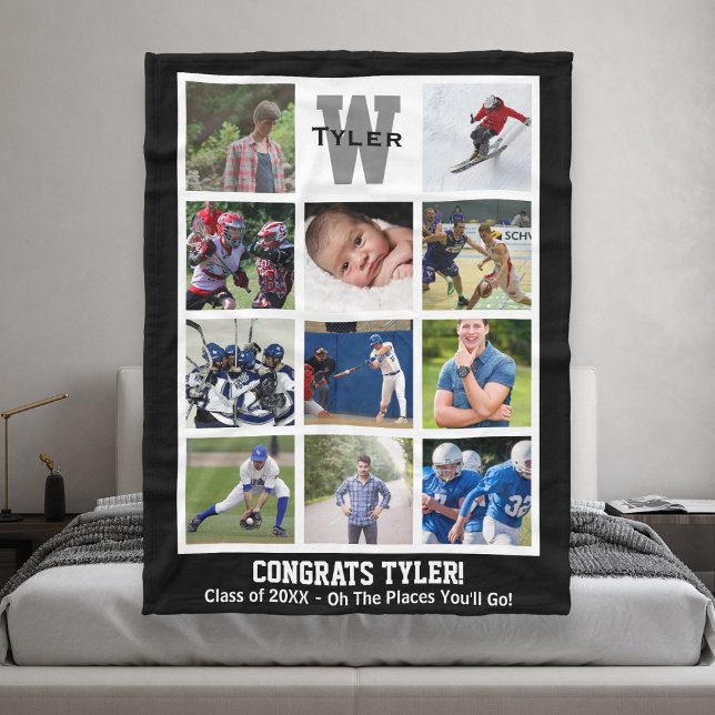 Manta Polar Collage de fotos Múltiple Monogramado de Graduació (Subido por el creador)