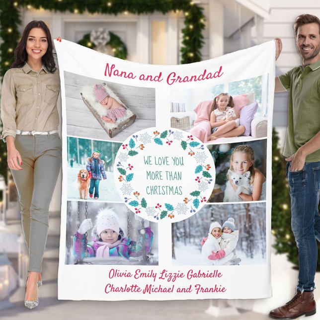 Manta Polar Collage de fotos Nana & Grandad Winter Woodland (Subido por el creador)