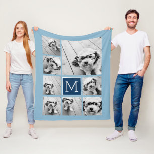 Manta Polar Collage de fotos Navy Blue square 8 PUEDE editar C