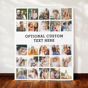 Manta Polar Collage de fotos negro simple 25 imagen personaliz
