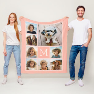 Manta Polar Collage de fotos Pastel Terra 8 - monograma clásic