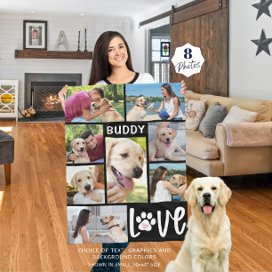 Manta Polar Collage de fotos Perro AMOR 8 Personalizado de imp