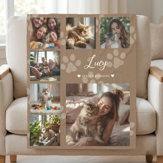 Manta Polar Collage de fotos personalizadas de mascotas Gato y