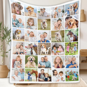 Manta Polar Collage de fotos personalizado 30 Mascotas de fami