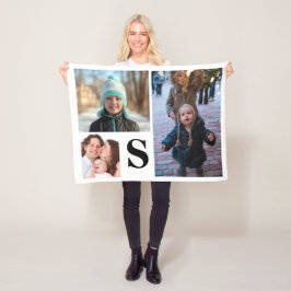 Manta Polar Collage de fotos personalizado 3 con monograma