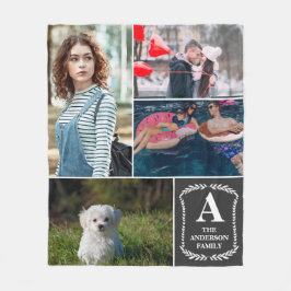 Manta Polar Collage de fotos personalizado 4 con monograma y