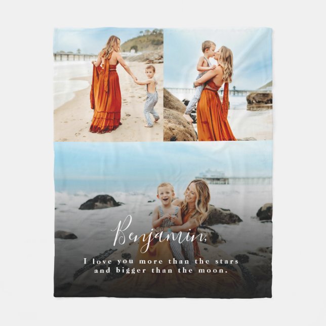 Manta Polar Collage de fotos personalizado ama a tu novia (Anverso)