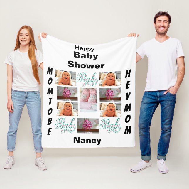 Manta Polar Collage de fotos personalizado Baby Shower 11 (In situ)