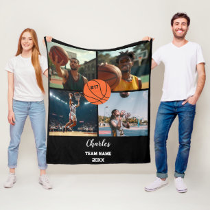 Manta Polar Collage de fotos personalizado de baloncesto con n