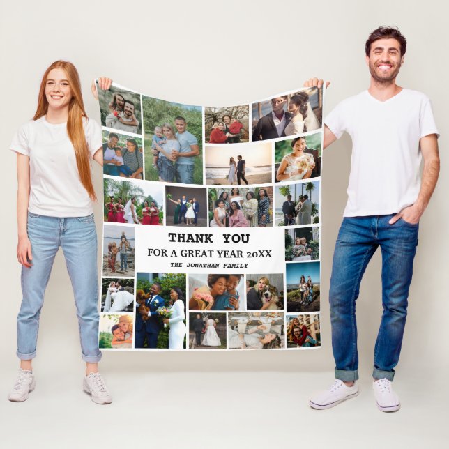 Manta Polar Collage de fotos Personalizado De Fin De Año Famil (In situ)