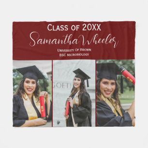Manta Polar Collage de Fotos Personalizado de Graduación Marró