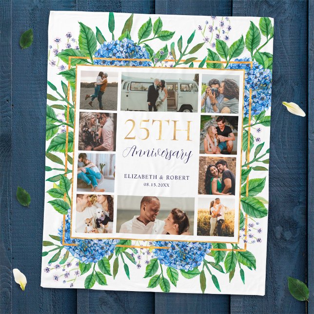 Manta Polar Collage de fotos Personalizado de Hydrangea 25 Ani (Subido por el creador)