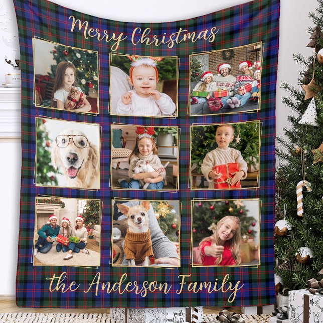 Manta Polar Collage de fotos personalizado de Navidades famili (Subido por el creador)