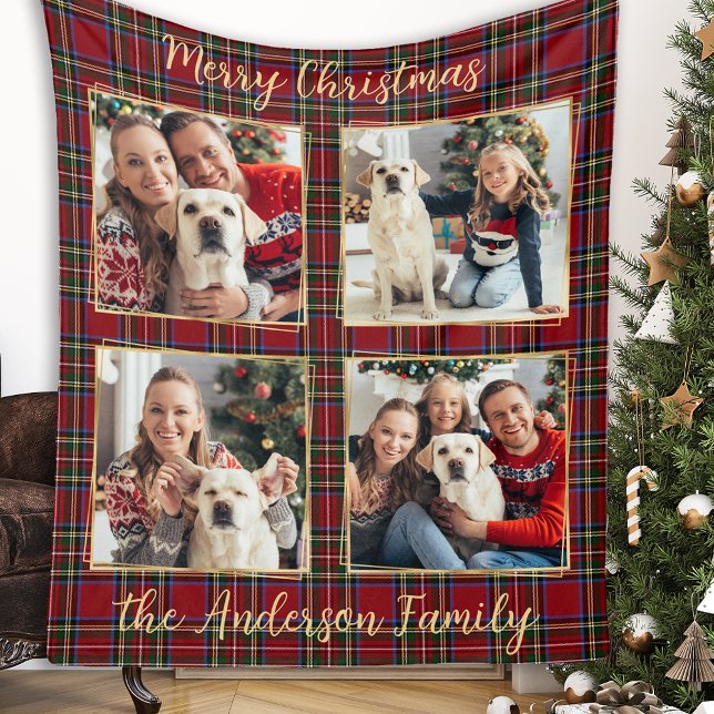 Manta Polar Collage de fotos personalizado de Navidades famili (Subido por el creador)