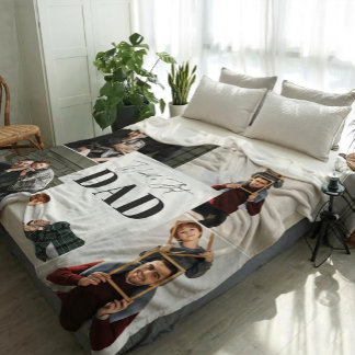 Manta Polar Collage de Fotos Personalizado del Mejor Papá del 