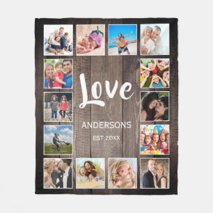 Manta Polar Collage de fotos personalizado Familia Rustic Farm