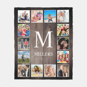 Manta Polar Collage de fotos personalizado Familia Rustic Farm