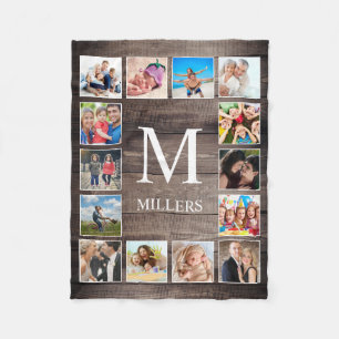 Manta Polar Collage de fotos personalizado Familia Rustic Farm