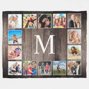 Manta Polar Collage de fotos personalizado Familia Rustic Farm