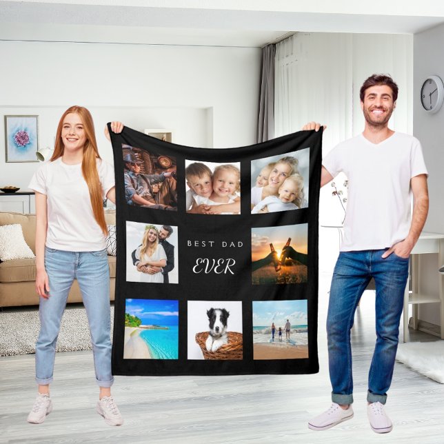 Manta Polar collage de fotos personalizado mejor papá que nunc (Subido por el creador)