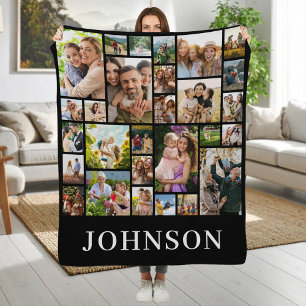Manta Polar Collage de fotos personalizado para familia con 28